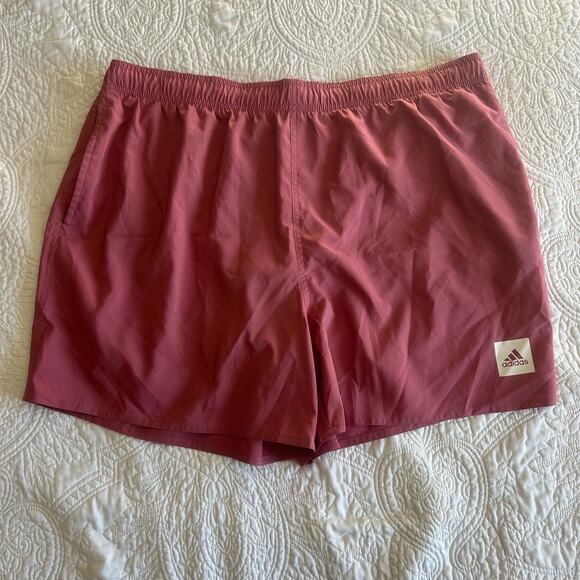 NWT Adidas Mens Pink Strata Short Length Solid Drawstring Swim Trunks Shorts 2XL - Picture 5 of 15